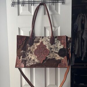 American Darling Cowhide Tote with Brown Leather Accents